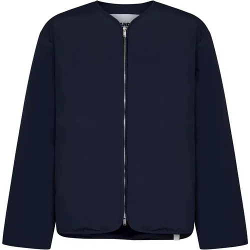 Blaue Kragenlose Jacke für Männer - Jil Sander - Modalova