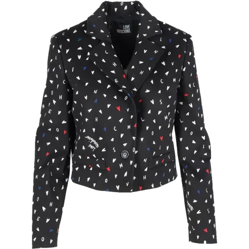 Blazers, female, , Size: 2XS Print Button Blazer Women Fall/Winter - Love Moschino - Modalova