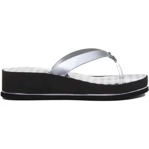 Silver Enzy Wedge Thong Sandals , female, Sizes: 8 UK - Guess - Modalova