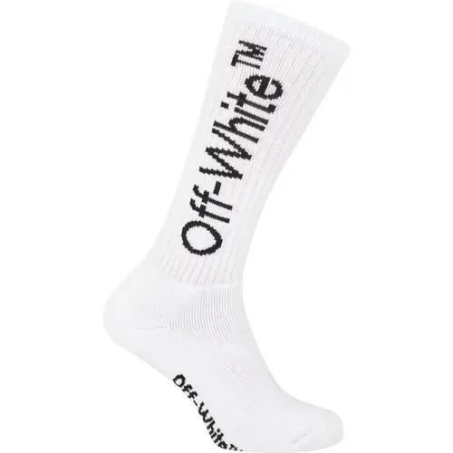 Off , Socks, female, , Size: ONE SIZE Diagonal Logo Long Socks - Off White - Modalova