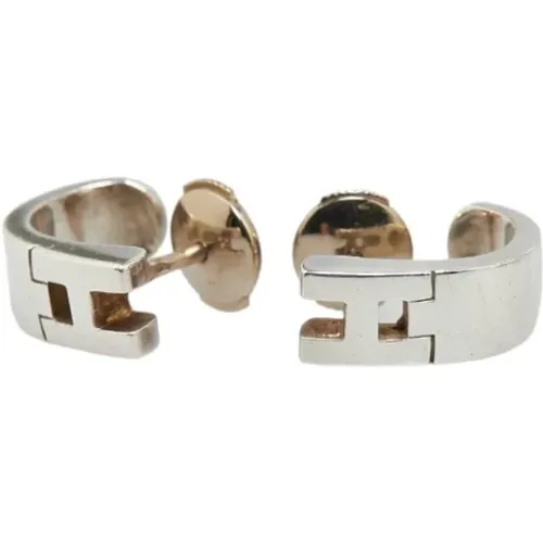 Pre-owned Jewellery, female, , Size: ONE SIZE Pre-owned White Gold earrings - Hermès Vintage - Modalova