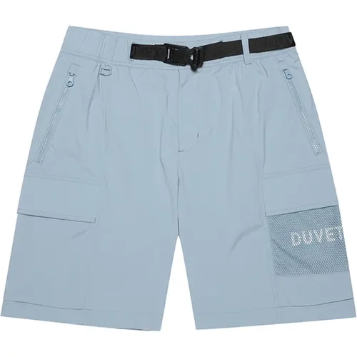 Dunkelgraue Stretch Cordura Logo Shorts , Herren, Größe: L - duvetica - Modalova