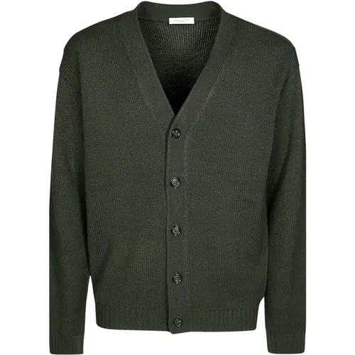 Grüner V-Ausschnitt Cardigan Pullover , Herren, Größe: M - Paolo Pecora - Modalova