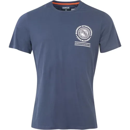 SMQ Victor T-Shirt Navy , Herren, Größe: L - Barbour - Modalova