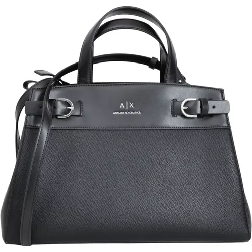 Schwarze Damen Logo Metall Tasche , Damen, Größe: ONE Size - Armani Exchange - Modalova