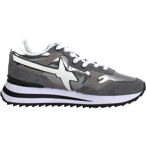 Sneakers, female, , Size: 10 US Grey Sneakers with Suede Inserts - W6Yz - Modalova