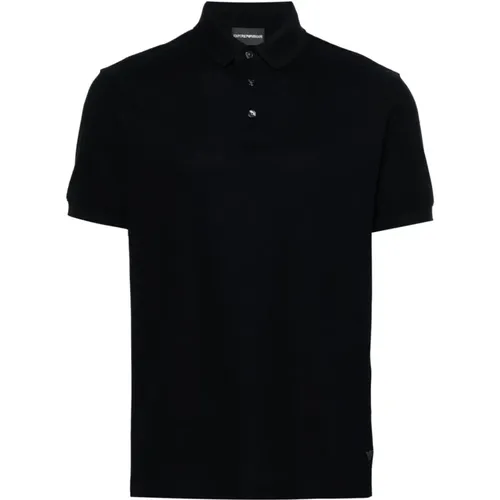 Blau Gestreiftes Baumwoll-Poloshirt , Herren, Größe: L - Emporio Armani - Modalova