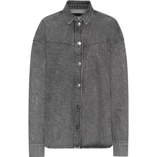 Denim Shirts, female, , Size: M Rhinestone Denim Shirt - Rotate Birger Christensen - Modalova