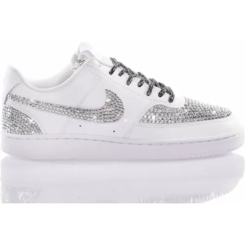 Silver White Sneakers Customized Women's Shoes , female, Sizes: 4 1/2 UK, 6 UK, 7 UK, 3 UK, 5 UK, 7 1/2 UK, 2 1/2 UK, 3 1/2 UK, 5 1/2 UK, 8 UK - Nike - Modalova