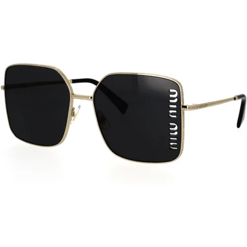 Pale Gold Square Sunglasses , female, Sizes: 60 MM - Miu Miu - Modalova