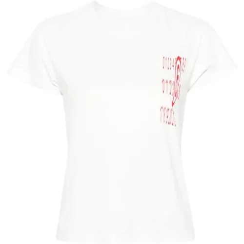 T-shirts and Polos with Signature Print , female, Sizes: M, XS, L - MM6 Maison Margiela - Modalova