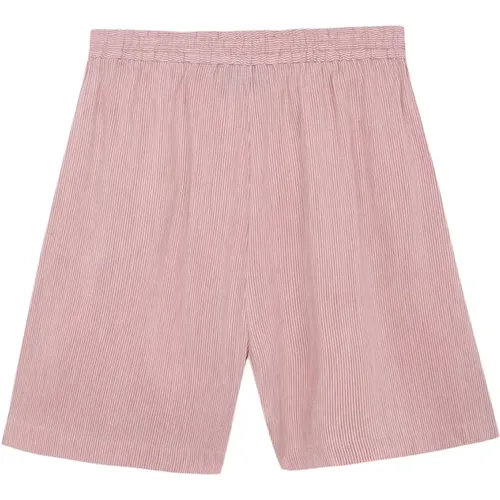 Gestreifte High-Waist Leinen Seiden Shorts , Damen, Größe: L - Cortana - Modalova