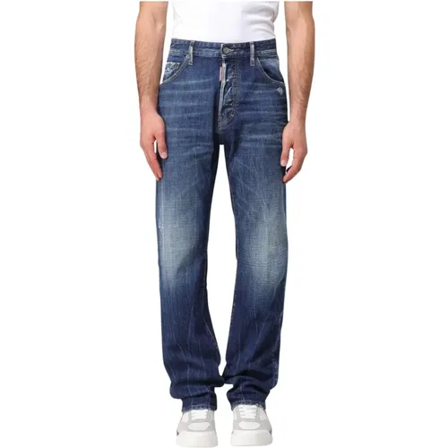 Straight Jeans, male, , Size: S Stylish Relaxed Fit Denim Jeans - Dsquared2 - Modalova