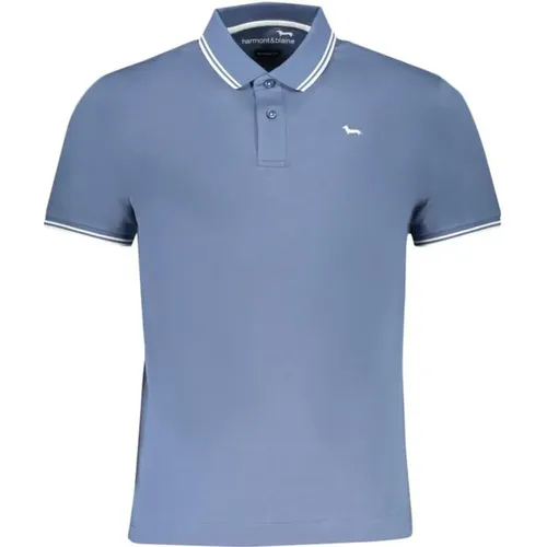 Blaues Baumwoll-Poloshirt mit Logo - Harmont & Blaine - Modalova