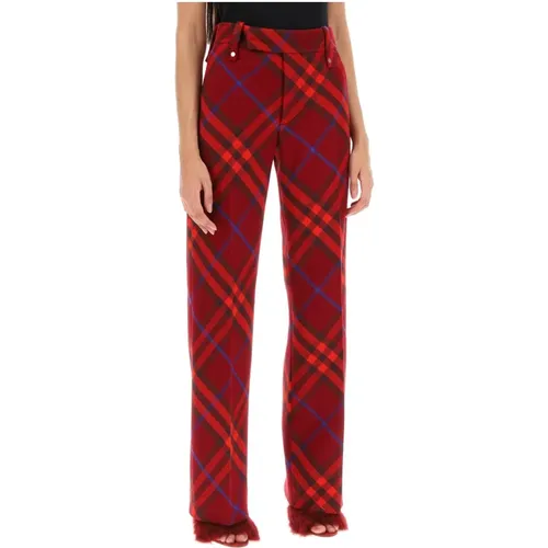 Check Wool Pants with Straight Cut , female, Sizes: 2XS, XS, 3XS - Burberry - Modalova