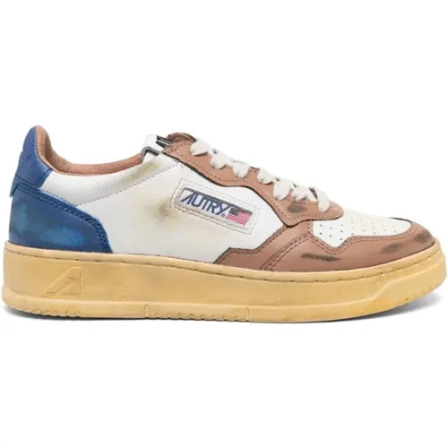 Vintage Weiße Sneakers mit Blauem Absatz , Damen, Größe: 40 EU - Autry - Modalova