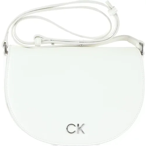 Hammered shoulder bag with logo plate , female, Sizes: ONE SIZE - Calvin Klein - Modalova