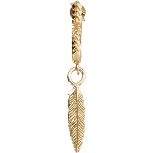 Gold Feather Single Earring , female, Sizes: ONE SIZE - Emanuele Bicocchi - Modalova