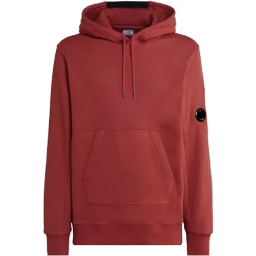 Diagonal Raised Fleece Hoodie (Ketchup - ) , male, Sizes: L - C.P. Company - Modalova