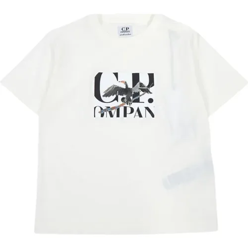 Weißes Kinder T-Shirt mit Logo-Print - C.P. Company - Modalova