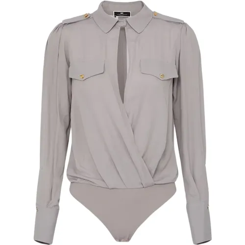 Body, female, , Size: M Crossed Body Shirt with Details - Elisabetta Franchi - Modalova