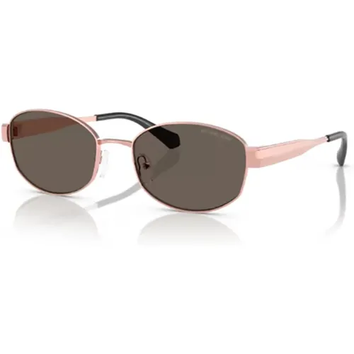 Sunglasses, female, , Size: 56 MM Rose Gold Sunglasses with Brown Lenses - Michael Kors - Modalova