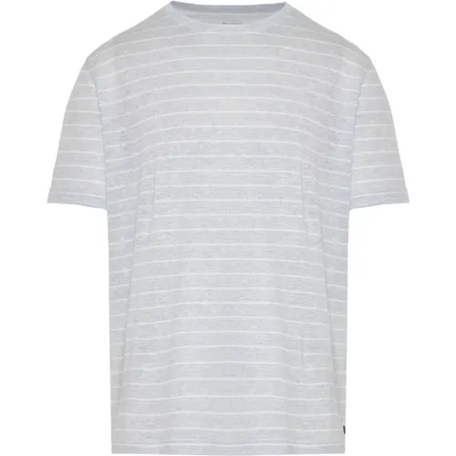 Gestreiftes Leinen Baumwoll T-shirt , Herren, Größe: 2XL - Eleventy - Modalova