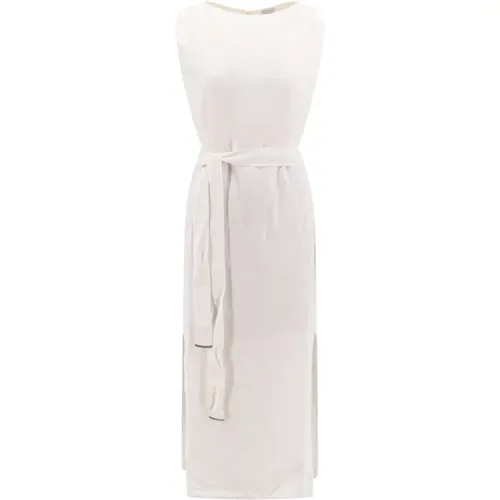 Linen Dress with Belt , female, Sizes: M - BRUNELLO CUCINELLI - Modalova