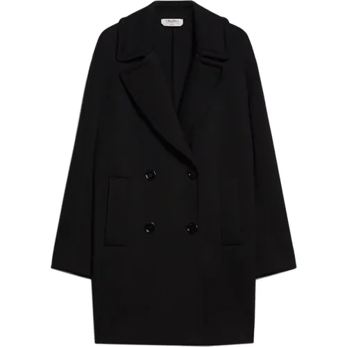 Schwarzer Mantel mit Breitem Revers , Damen, Größe: XS - Max Mara - Modalova