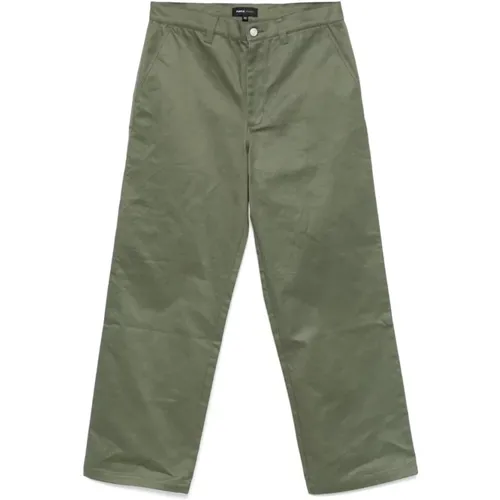 Straight Trousers, male, , Size: W34 Olive Jeans with Pockets - Purple Brand - Modalova