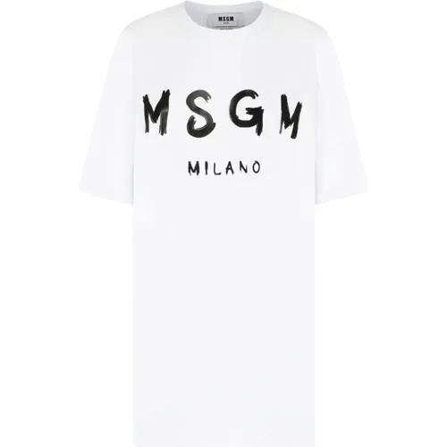 Cotton Logo Print T-Shirt , female, Sizes: M, XS, S - Msgm - Modalova