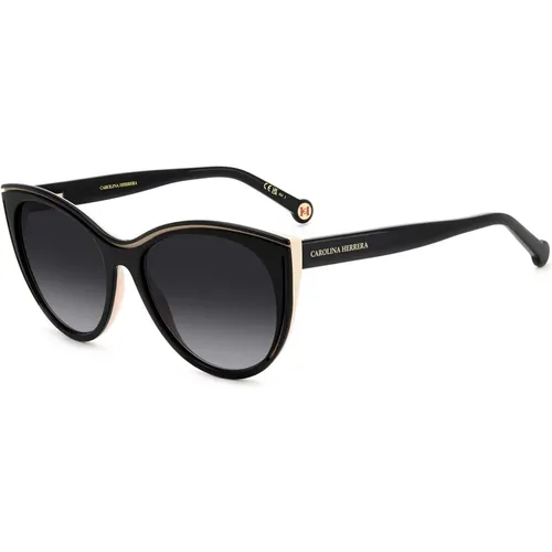 Schwarze Nude Sonnenbrille mit Dunkelgrau Getönten Gläsern,Burgundy Beige Sunglasses - Carolina Herrera - Modalova