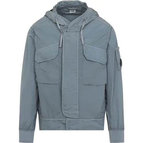 Light Jackets, male, , Size: S Hooded Jacket with Chrome-R Lens - C.P. Company - Modalova