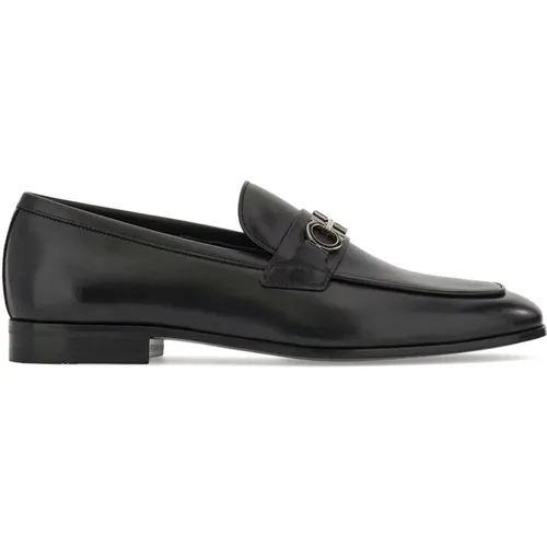 Loafers, male, , Size: 8 US Leather Slip-On Shoes with Gancini Buckle - Salvatore Ferragamo - Modalova