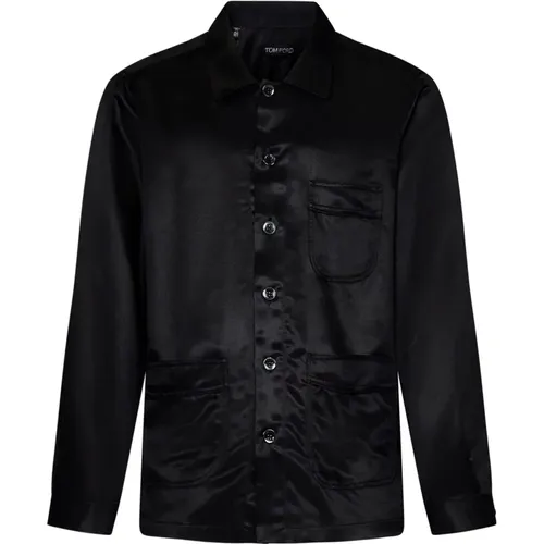 Schwarzes Seiden Twill Hemd Taschen - Tom Ford - Modalova