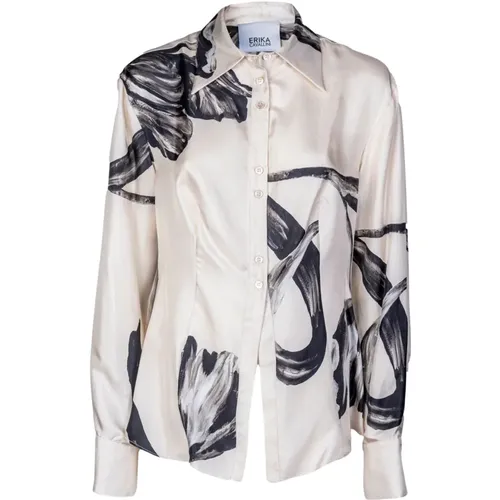 Floral Silk Shirt. Slim Fit. Made in Italy. , female, Sizes: M, S - Erika Cavallini - Modalova