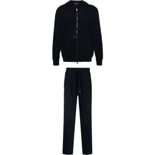 Piqué zip-up hoodie and trousers , male, Sizes: XL, 2XL, L - Brioni - Modalova
