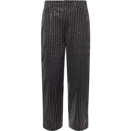Cotton Trousers with Embroidered Logo , female, Sizes: W24, W25, W26, W28, W27 - Rotate Birger Christensen - Modalova
