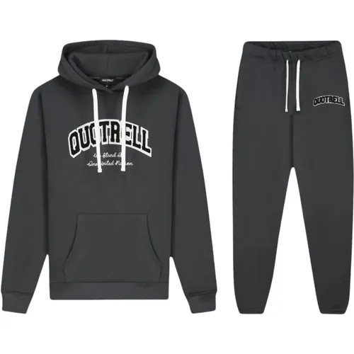 Mens Grey Hooded Tracksuit , male, Sizes: L - Quotrell - Modalova