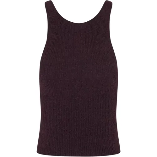 Zakia, top in baby alpaca, wool and silk burgundy , female, Sizes: L, M, S - Cortana - Modalova