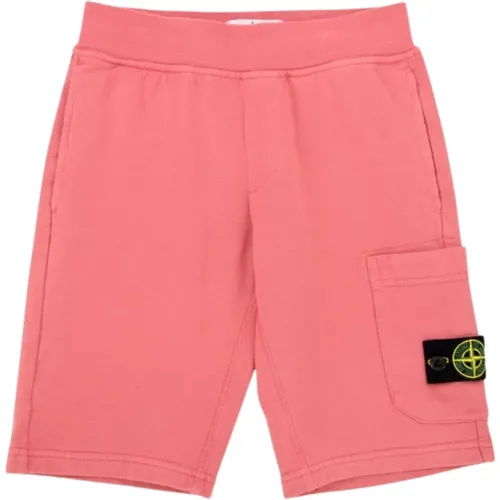 Rosa Bermuda Shorts mit Logo-Applikation - Stone Island - Modalova