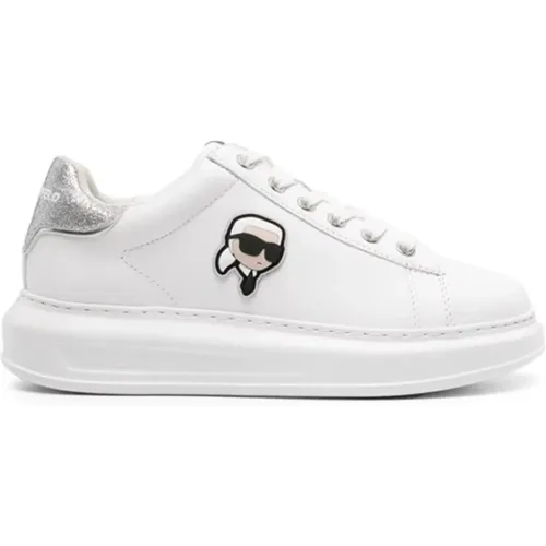 Glitter Detail Leather Sneakers , female, Sizes: 5 UK, 3 UK, 4 UK, 6 UK, 7 UK - Karl Lagerfeld - Modalova