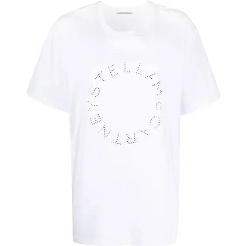 Weiße Baumwoll-T-Shirt mit Logo , Damen, Größe: M - Stella Mccartney - Modalova