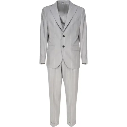 Single Breasted Suits, male, , Size: L Grey Wool Suit with Peak Lapels - Eleventy - Modalova