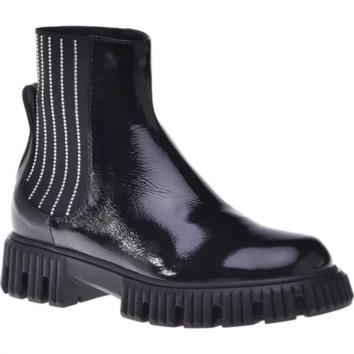 Combat boots in naplak and elastic with rhinestones , Damen, Größe: 38 EU - Baldinini - Modalova