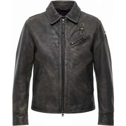 Leather Jackets, male, , Size: L Leather Biker Jacket - Blauer - Modalova