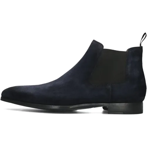 Blauer Chelsea Boot Handgefertigtes Leder , Herren, Größe: 47 EU - Magnanni - Modalova