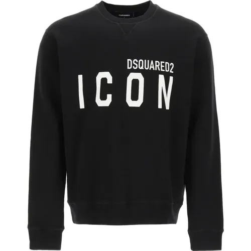 Sweatshirts, male, , Size: XL Icon Crew-neck Sweatshirt with Logo Print - Dsquared2 - Modalova