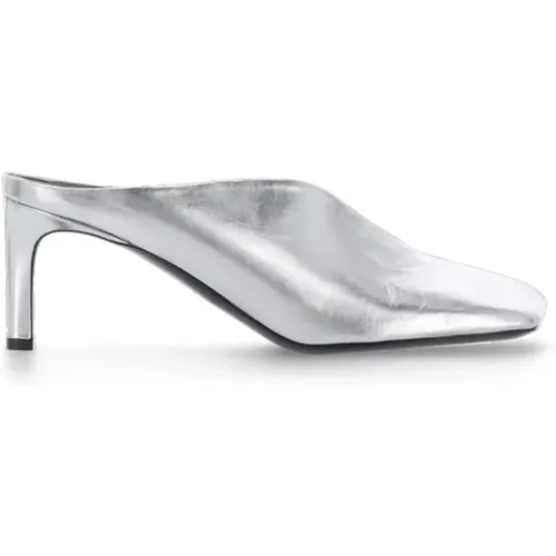Silver Leather Square Toe Heel Sandals , female, Sizes: 3 UK - Jil Sander - Modalova