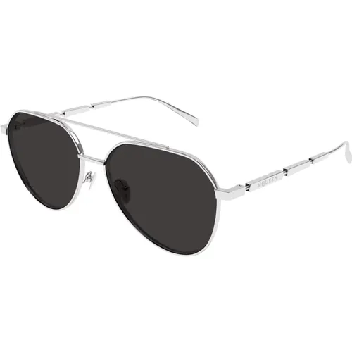 Sunglasses, male, , Size: 59 MM Silver/Black Metal Sunglasses - alexander mcqueen - Modalova